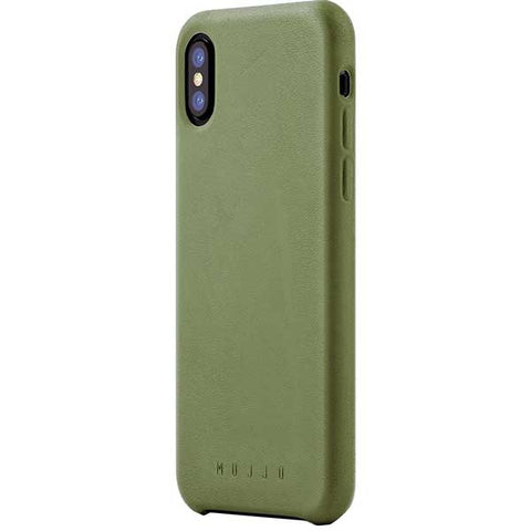 Mujjo - Custodia in Pelle per iPhone X - Verde olivo