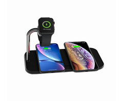 Tappetino di Ricarica Wireless QI Doppio + Watch 10W - Alluminio nero