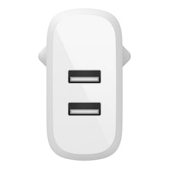 Doppio caricabatteria da parete USB-A da 24 W + cavo da Lightning a USB-A 1m - Bianco