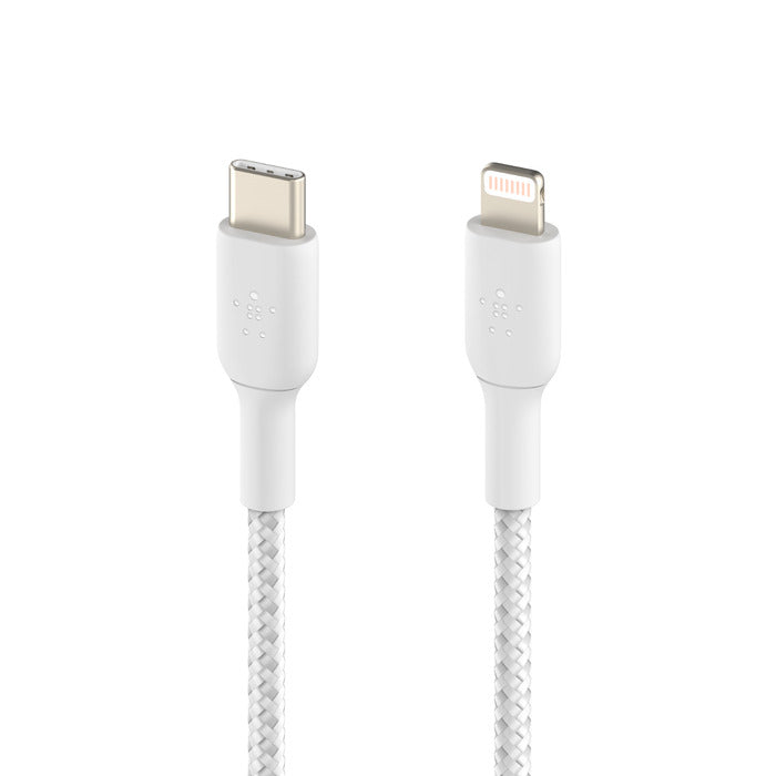 Cavo intrecciato da USB-C a Lightning BoostCharge - 1 metro - Bianco