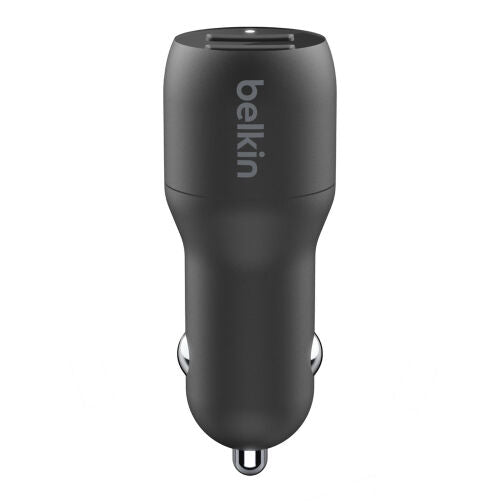 Caricabatterie Auto Due Porte Usb-A + Cavo Usb-A A Usb-C 1m - Nero