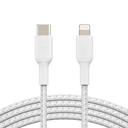 Cavo intrecciato da USB-C a Lightning BoostChatge - 2 metri - Bianco