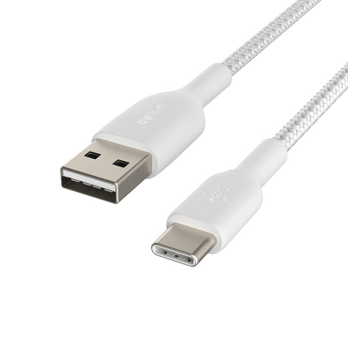 Cavo intrecciato da USB-C a USB-A BoostCharge - 2 metri - Bianco