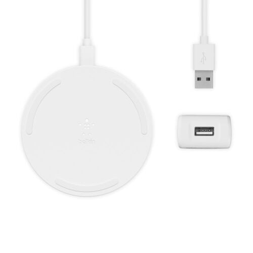 Tappetino di Ricarica Wireless da 10W con caricabatteria da parete Quick Charge 3.0 e Cavo BOOST↑CHARGE - Bianco