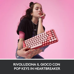 Tastiera Meccanica Wireless Pop Keys con tasti emoji personalizzabili - Heartbreaker