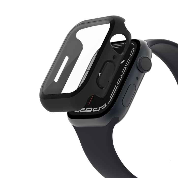 Proteggi schermo antimicrobico + bumper TemperedCurve 2 in 1 per Apple Watch Serie 8/7/Se - 40/41mm - Nero