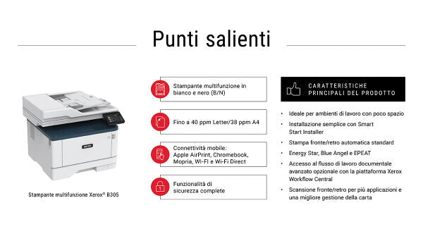 Stampante B305V/DNI8 con funzione Copia/Stampa/Scansione fronte/retro Wireless