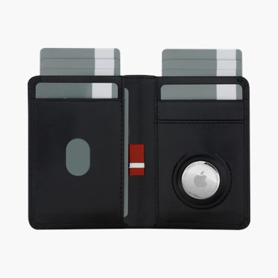 Billund AirTag Wallet - Portafoglio in Pelle con supporto per AirTag - Nero