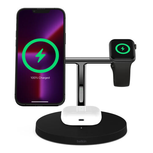 Base di Ricarica Wireless 3 In 1 con teconologia MagSafe 15W - Nero