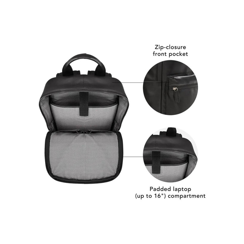 Zaino Fredensborg in Pelle per Laptop fino a 16" - Nero