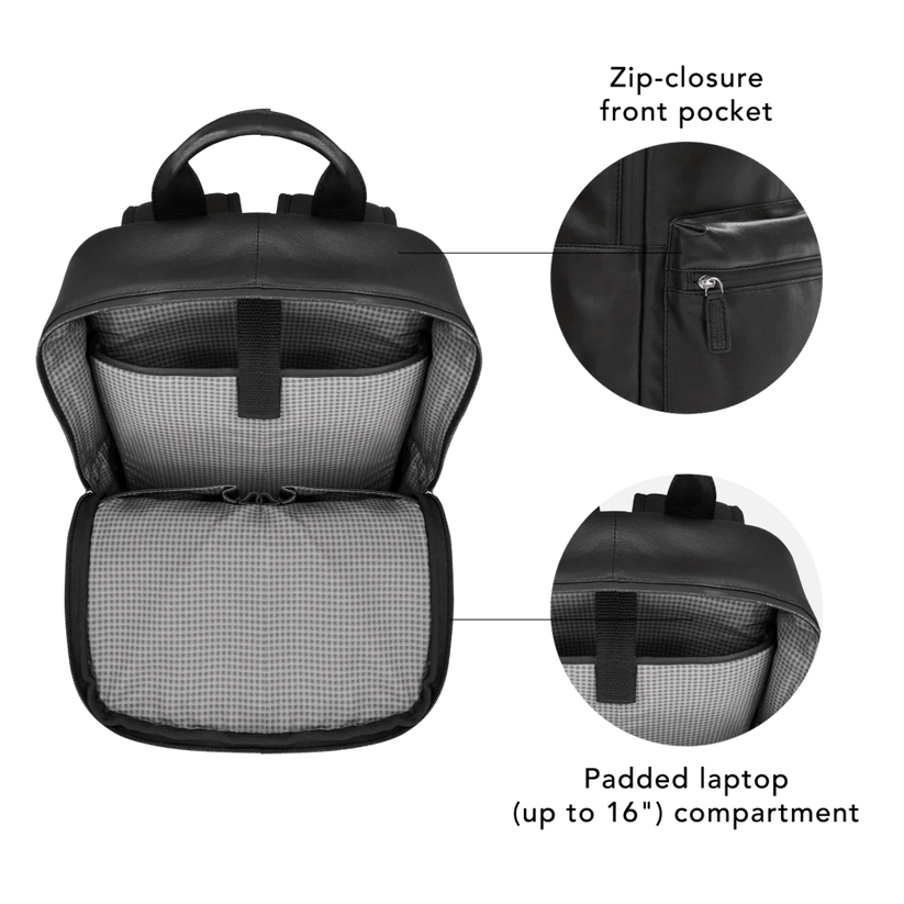 Zaino Fredensborg in Pelle per Laptop fino a 16" - Nero