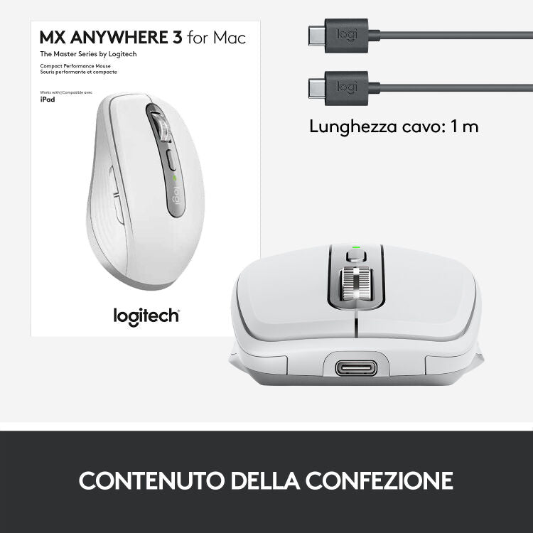 Mouse Wiriless MX Anywhere 3 per Mac - Grigio