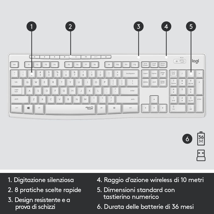 Kit Tastiera e mouse wireless MK270 - Bianco