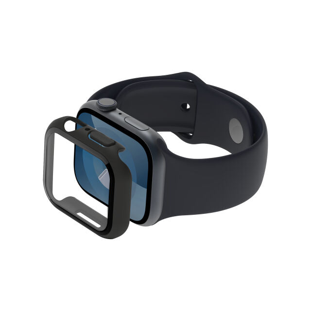 Proteggi schermo antimicrobico + bumper TemperedCurve 2 in 1 per Apple Watch Serie 8/7/Se - 40/41mm - Nero