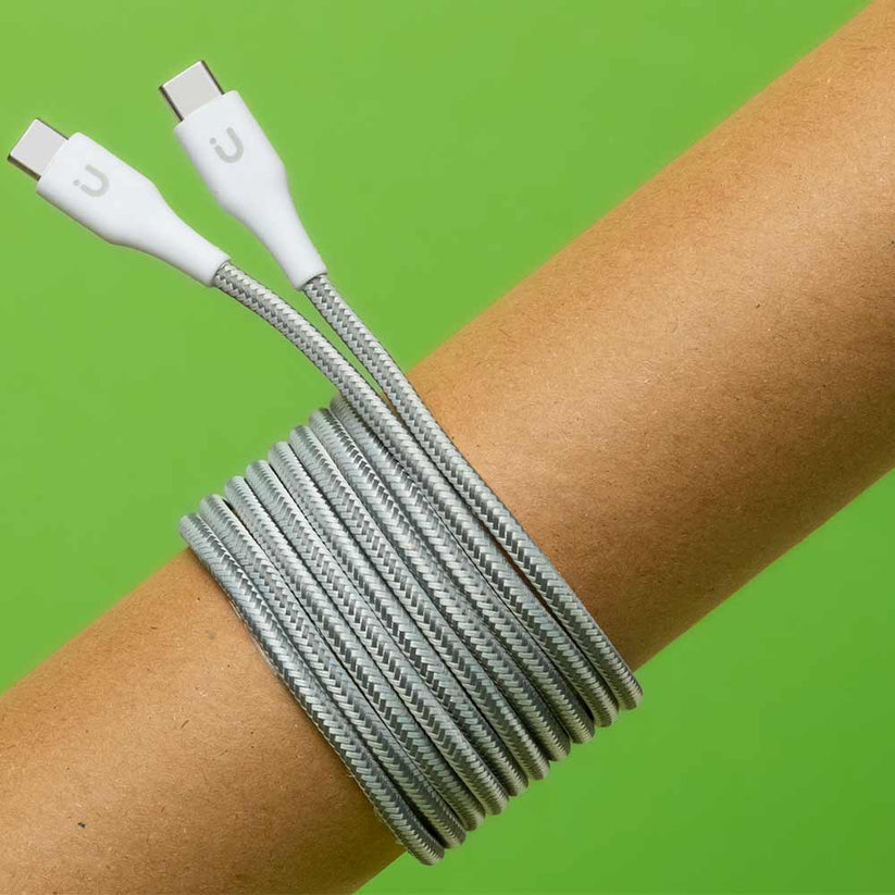 Cavo di ricarica e trasferimento Tunit da USB-C a connettore USB-C 240W 2m - Titanio bianco