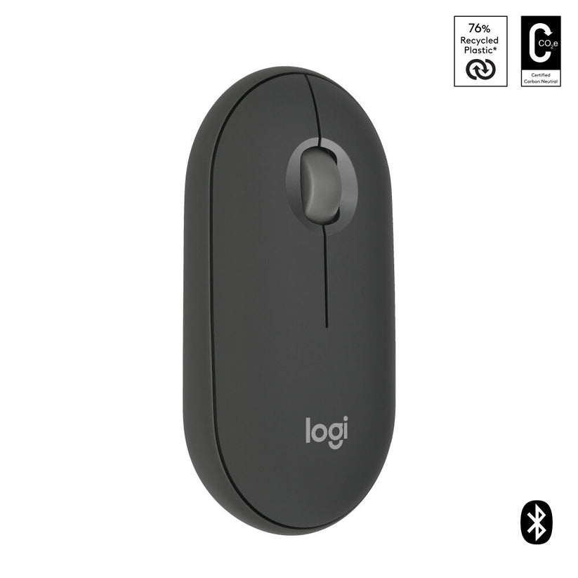Mouse Pebble 2 M350s Ambidestro RF senza fili + Bluetooth Ottico 4000 DPI - Grafite