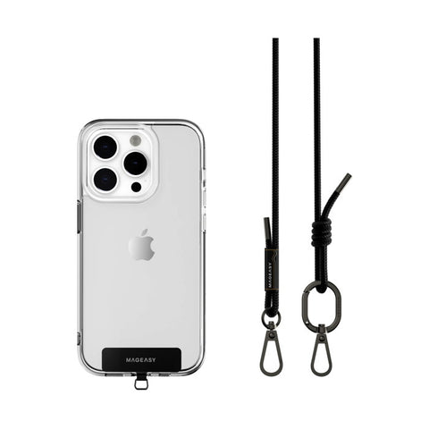 Tracolla 6mm + Gancio per iPhone - Nero