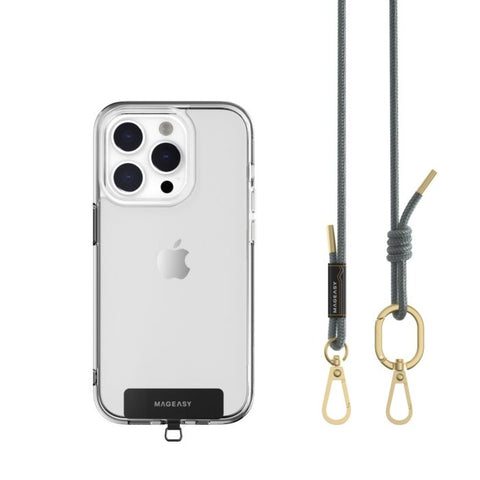 Tracolla 6mm + Gancio per iPhone - Blu Nebbia