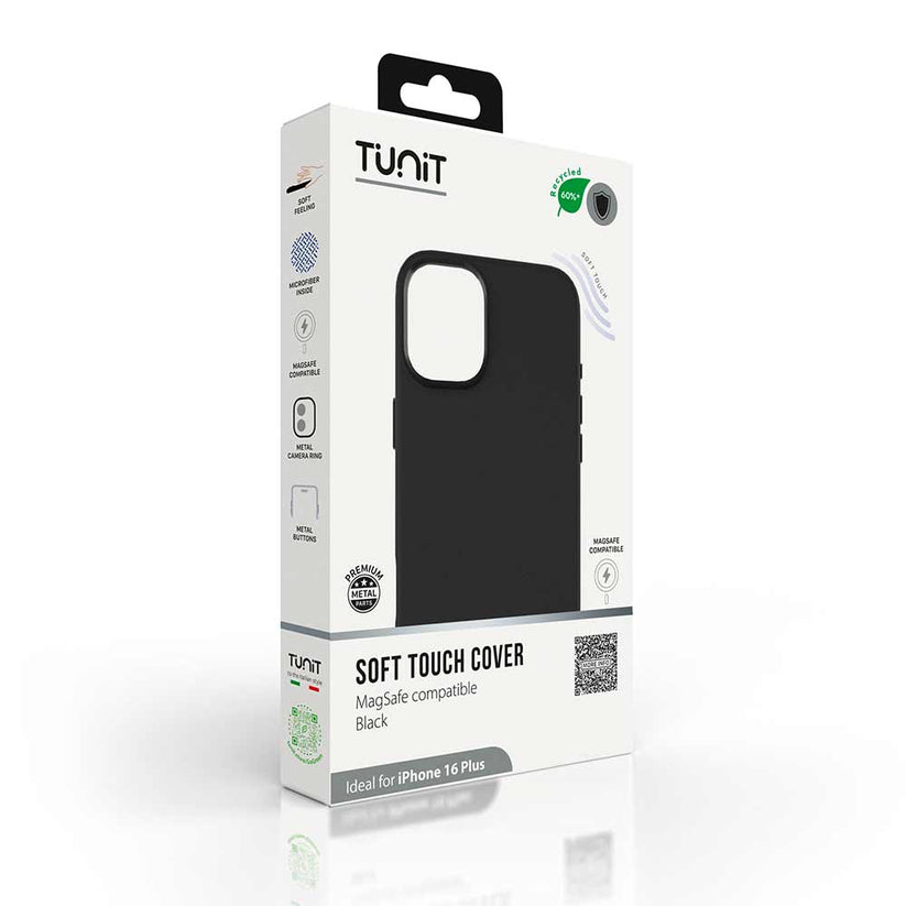 Cover Tunit Soft Touch per iPhone 16 Plus compatibile MagSafe - Nero