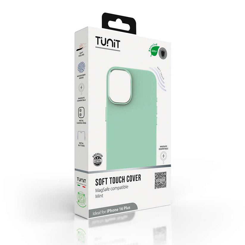 Cover Tunit Soft Touch per iPhone 16 Plus compatibile MagSafe - Verde menta