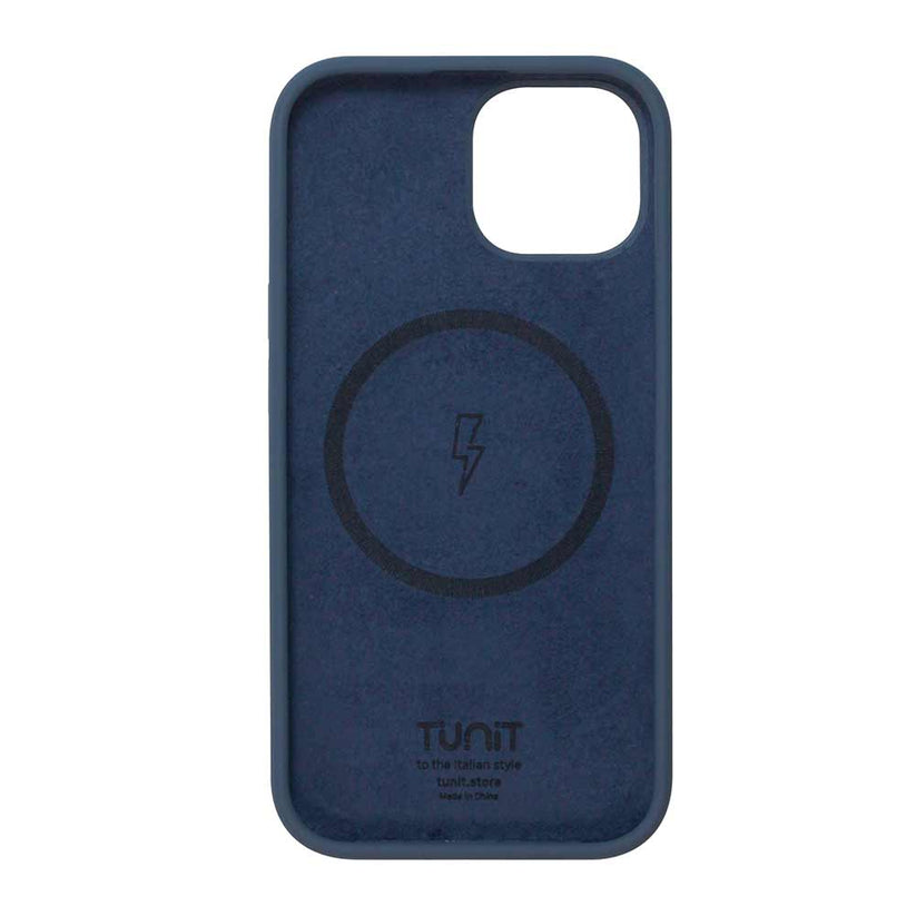 Custodia Tunit in silicone blu per iPhone 15