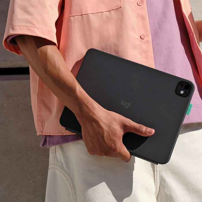 Custodia con tastiera Logitech Flip Folio per iPad Pro 11" M4 e iPad Air 11" M2/M3 e iPad Air 10,9" 5a gen. - Grafite