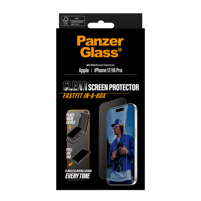 PanzerGlass Screen Protector Ultra-Wide Fit per iPhone 17 e iPhone 16 Pro