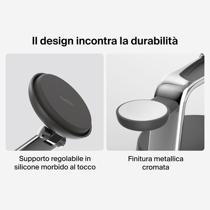 Dock di ricarica magnetica 3 in 1 con Qi2 da 25 W - Nero carbone