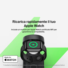 Belkin UltraCharge - Caricabatteria wireless magnetico pieghevole 3in1 con Qi2 da 25W - Nero