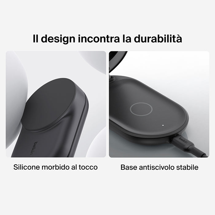 Belkin UltraCharge - Caricabatteria wireless magnetico pieghevole 3in1 con Qi2 da 25W - Nero