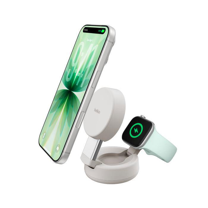 Caricabatteria magnetico 2in1 UltraCharge Pro con Qi2 25W - Sabbia