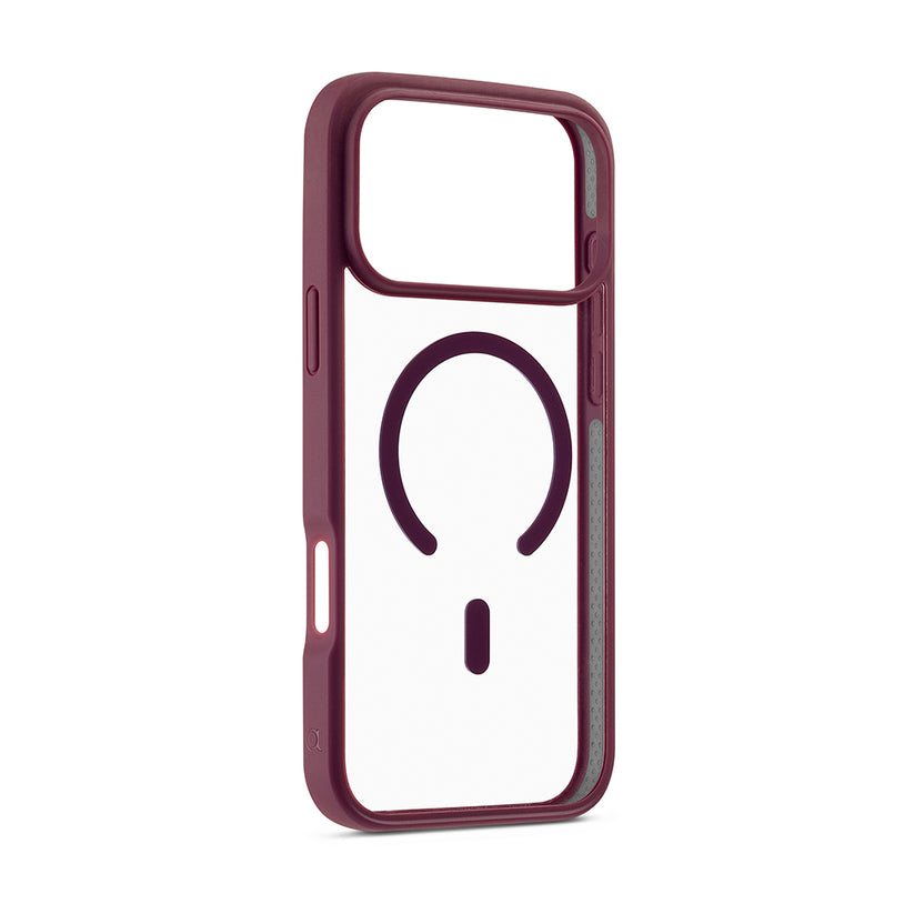 Cover trasparente per iPhone 18 Pro aiino Jump con bordi borgogna
