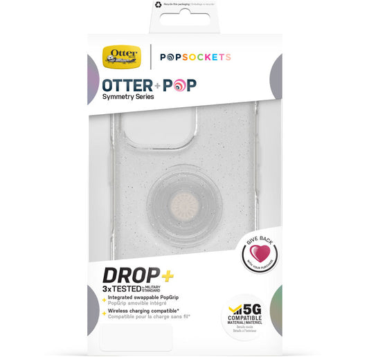 Cover per iPhone 13 Pro OtterBox Otter+Pop trasparente scintillante