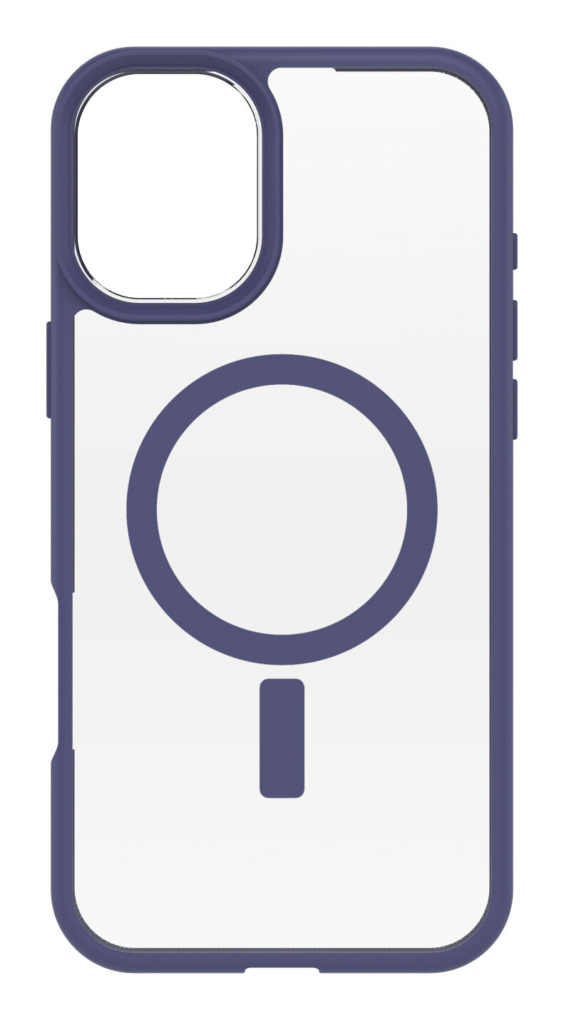 Cover React trasparente con bordi viola per iPhone 16 Plus