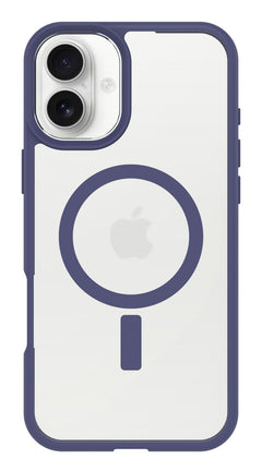 Cover React trasparente con bordi viola per iPhone 16 Plus