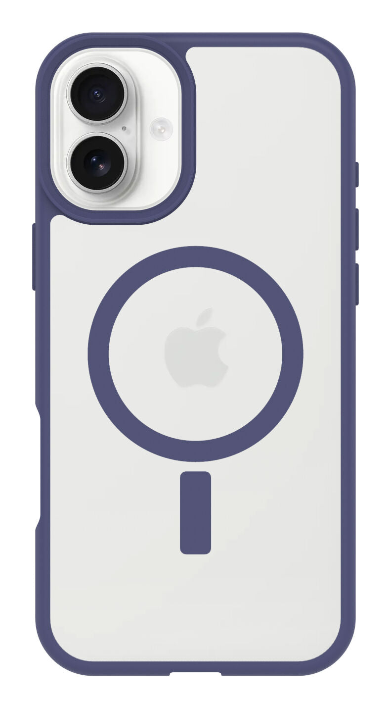 Cover React trasparente con bordi viola per iPhone 16 Plus