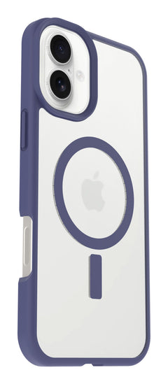 Cover React trasparente con bordi viola per iPhone 16 Plus