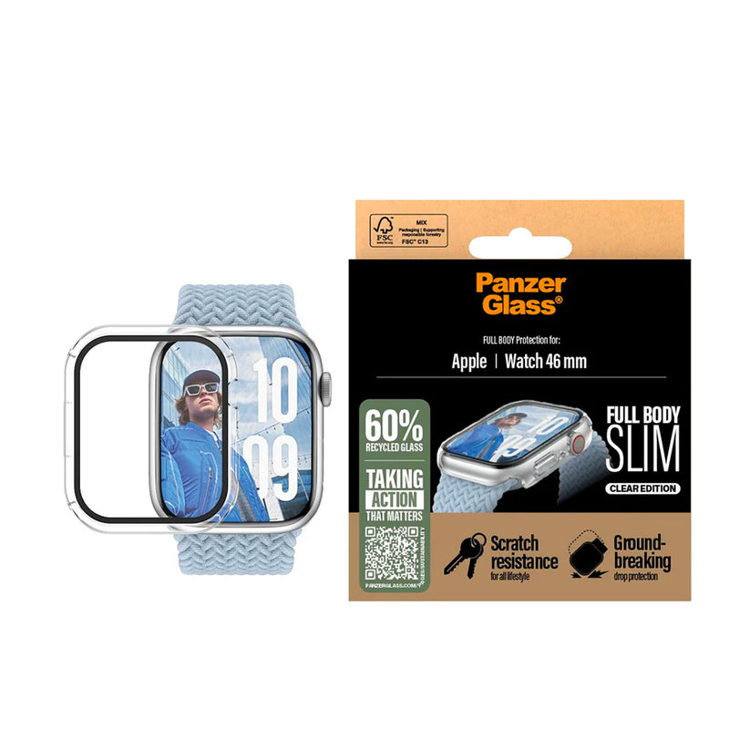 PanzerGlass Case Squad Full Body Slim Trasparente per Apple Watch Series 11 | 10 (46mm)