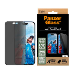 Vetrino PanzerGlass Privacy per iPhone 15 e iPhone 16