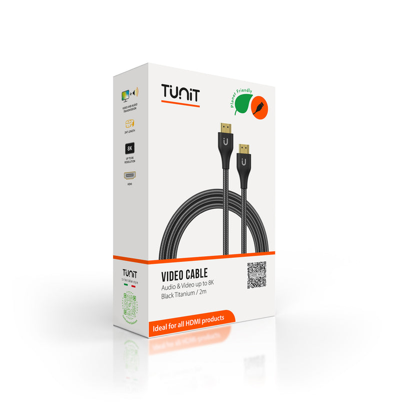 Cavo di trasmissione audio/video Tunit HDMI 2.1 - 8K - 2m - Titanio Nero