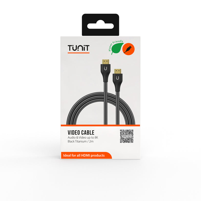 Cavo di trasmissione audio/video Tunit HDMI 2.1 - 8K - 2m - Titanio Nero