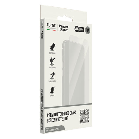 Vetro protettivo Premium Tunit SAFE. by PanzerGlass per iPhone 15 Pro