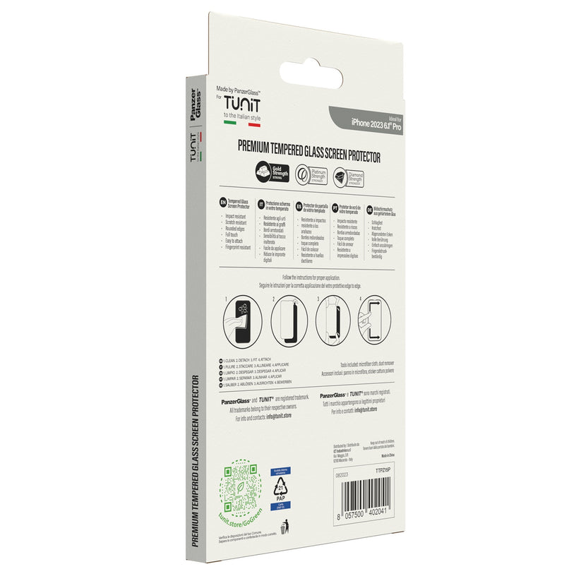 Vetro protettivo Premium Tunit SAFE. by PanzerGlass per iPhone 15 Pro