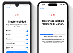 Il trasferimento dati da un telefono Android a un iPhone con l’app Passa a iOS