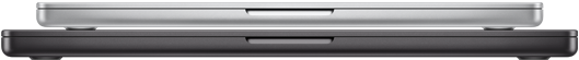 Un MacBook Pro 14 pollici color argento chiuso e un MacBook Pro 16 pollici nero siderale chiuso
