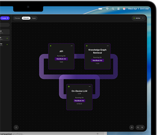MacBook Air su cui viene mostrato il flusso di lavoro di un modello linguistico di grandi dimensioni su WebAI