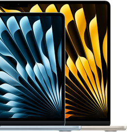 Due MacBook Air uno davanti all’altro per mostrare le rispettive dimensioni: 13,6 pollici e 15,3 pollici, misurati in diagonale