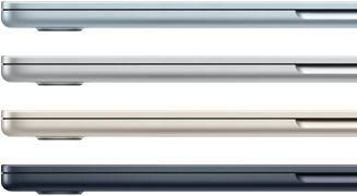 Quattro MacBook Air mostrati di lato nei quattro diversi colori