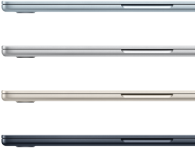 Quattro MacBook Air mostrati di lato nei quattro diversi colori