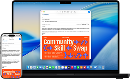 iPhone 16 e MacBook Pro 14 pollici, sull’iPhone c’è la bozza di un’email che compare anche sul display del MacBook Pro.